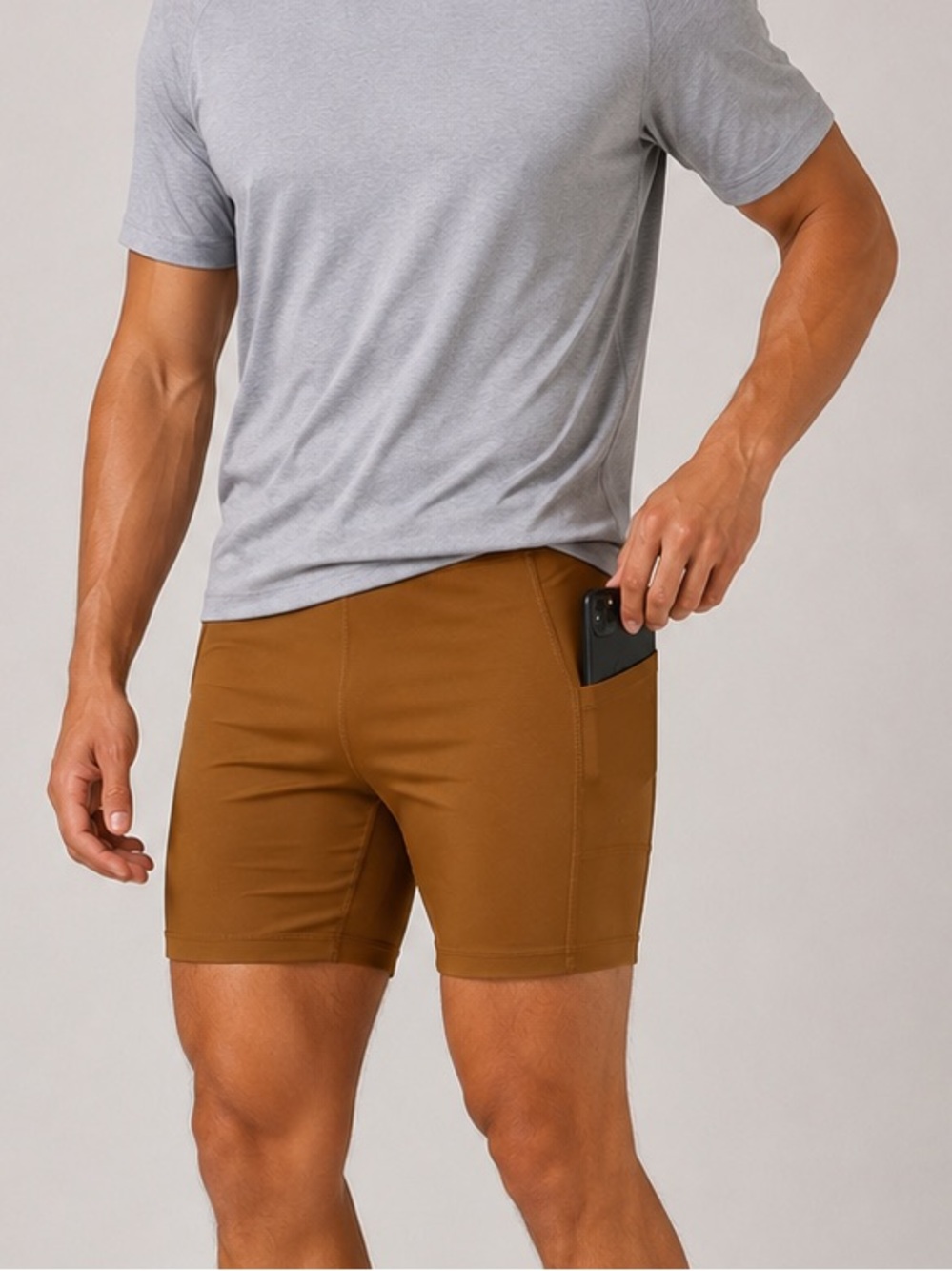 DSG Men's Athletic Stretch Shorts in Brown NWT Active Wear, Gym, Sports, Lounge